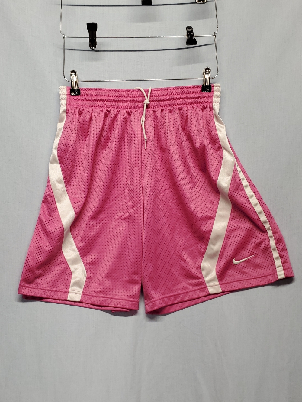 Nike Women’s Pink Mesh Athletic Shorts with White Side Stripes #406
